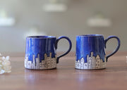 Mug - White Clay with Blue Glaze Accents