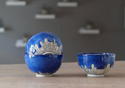 Tea Bowl - Large - White Clay w Blue Glaze