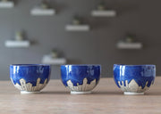 Tea Bowl - Medium - White Clay w Blue Glaze
